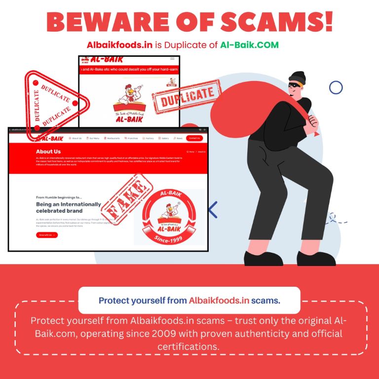 Protect Yourself from Duplicate website Albaikfoods.in Scams